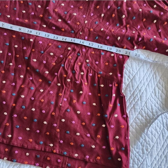 Maeve by anthropologie colorfull embroidery polka dots boho blouse Top - Picture 10 of 14